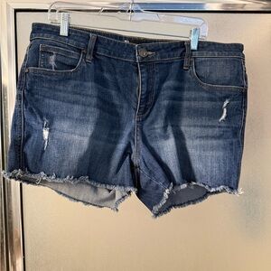 Kut from the Kloth Dark Blue Frayed Jean Shorts